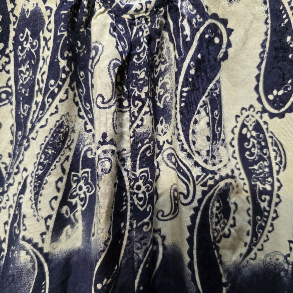 En Crème Top Womens Small Spaghetti Straps Blue Paisley Boho Peasant Cottagecore - Picture 5 of 9